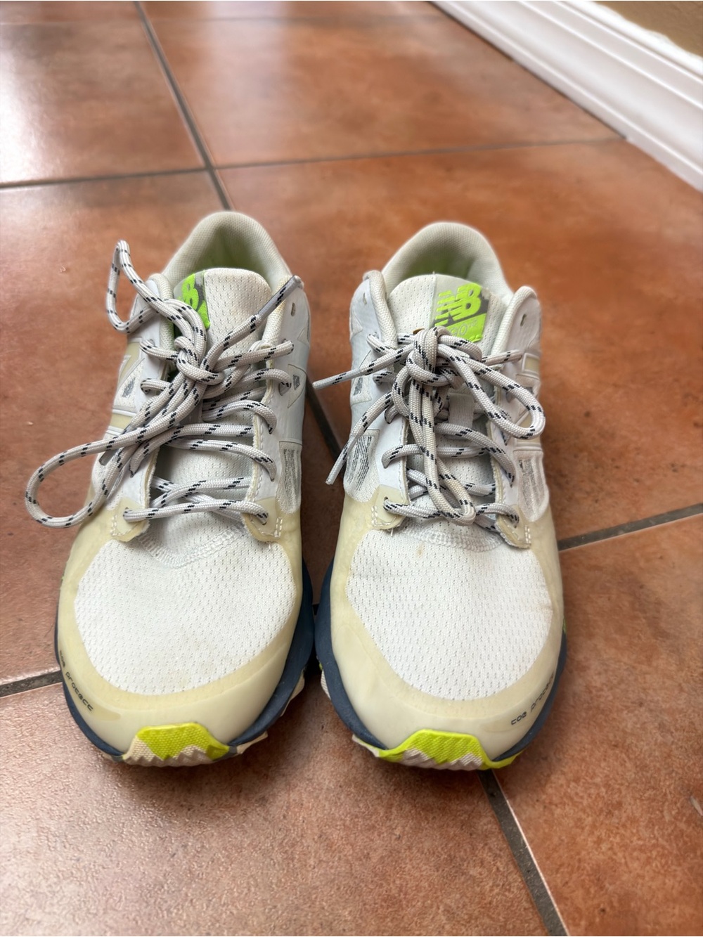 New Balance White Sneakers with Neon Green Accents